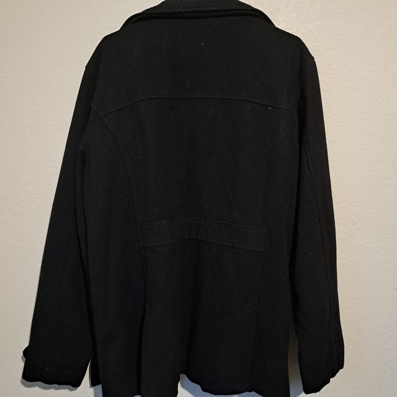 Guess XLarge button down long sleeve pea coat. Black - Picture 10 of 15